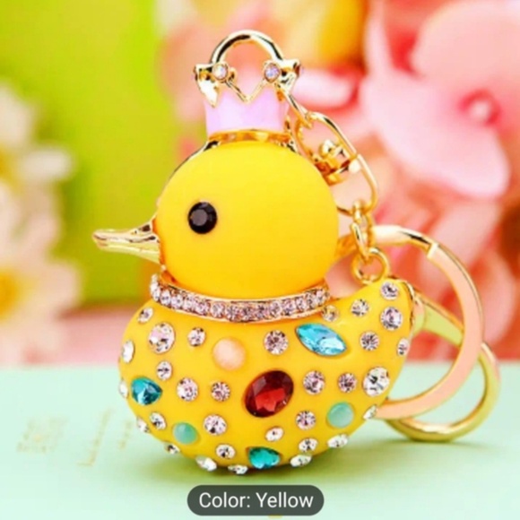 YELLOW Duck Rhinestone Bag Charm / Keychain NWT 💙 - Picture 1 of 2